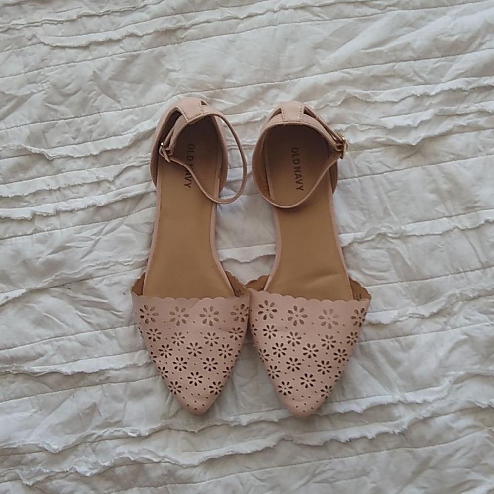 Pink Floral Pointed Toe Shoes